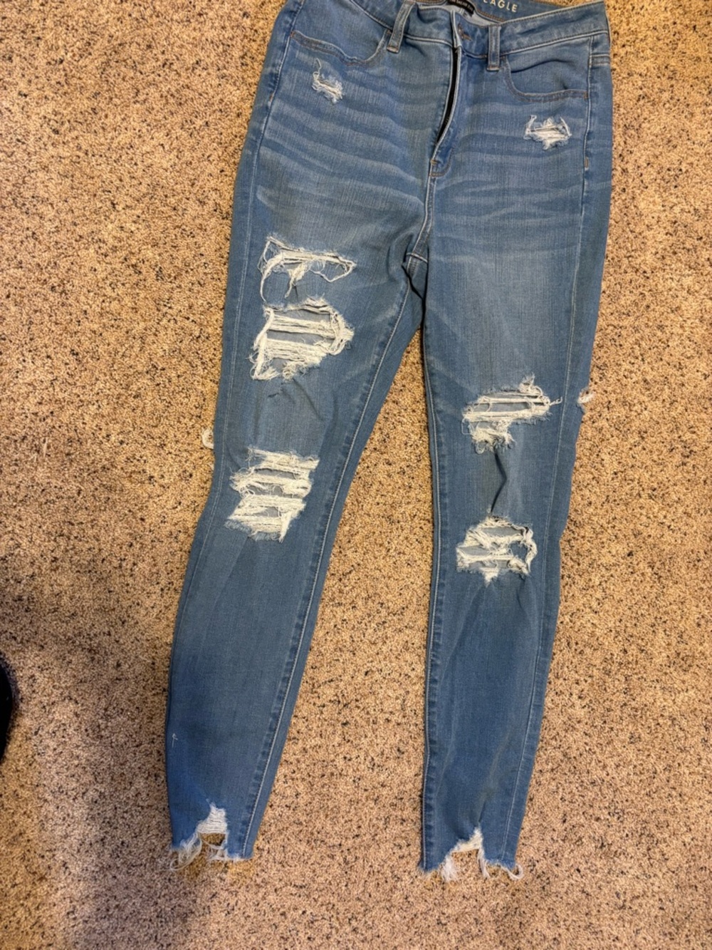 American Eagle Outfitters Distressed Light Blue Skinny Jeans